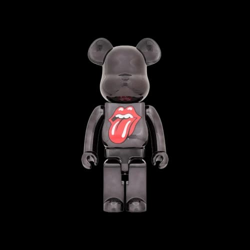Bearbrick BE@RBRICK x The Rolling Stones Lips & Tongue 1000% 'Black Chrome'