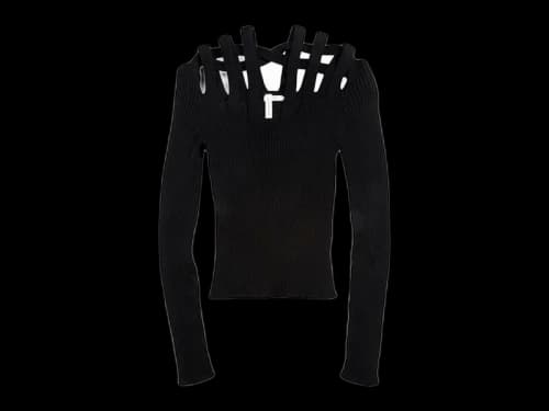 H&M x Glenn Martens Rib-Knit Cutout Top Black