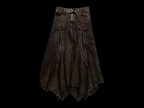 H&M x Glenn Martens Flared Denim Skirt Dark Brown