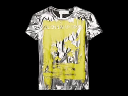 H&M x Glenn Martens Printed Metallic T-Shirt Silver