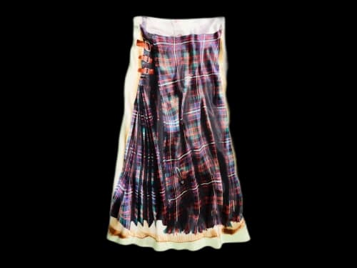 H&M x Glenn Martens Printed Satin Skirt Red/Plaid