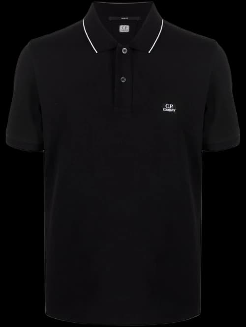 C.P. Company Stretch Pique Striped Slim Fit Polo Black