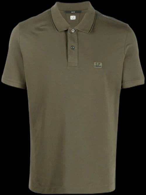 C.P. Company Stretch Pique Striped Slim Fit Polo Green Moss