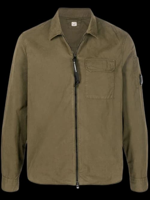 C.P. Company Emerized Gabardine Zipped Shirt Black