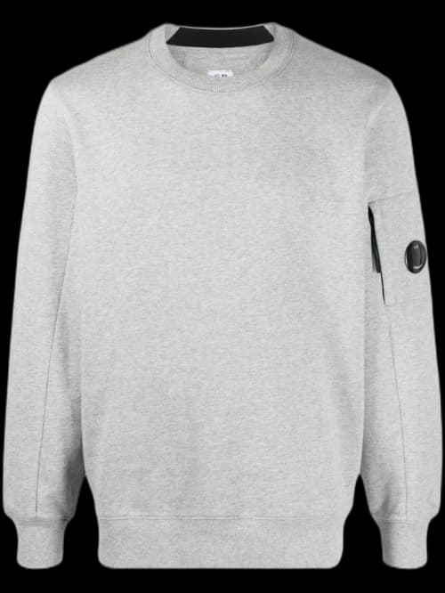 C.P. Company Diagonal Raised Fleece Crew Neck Sweatshirt Grey Melange