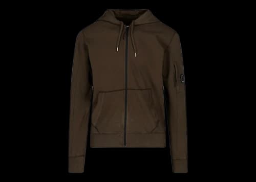 C.P. Company Light Fleece Zipped Hoodie Brown
