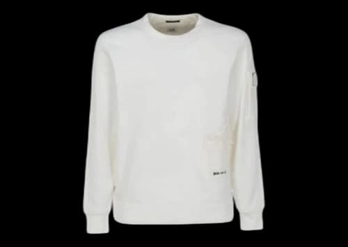 C.P. Company Metropolis Series Diagonal Fleece Utility Sweatshirt White