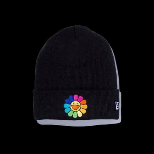 New Era x Takashi Murakami Flower Basic Cuff Knit Beanie Black