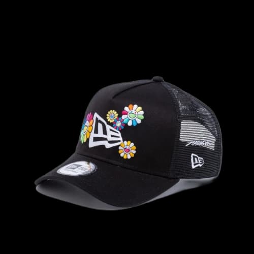 New Era x Takashi Murakami A-Frame Trucker Flower Flag 9Forty Hat Black