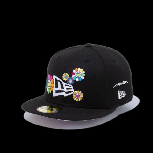 New Era x Takashi Murakami Flower Flag 59Fifty Fitted Hat Black Rainbow
