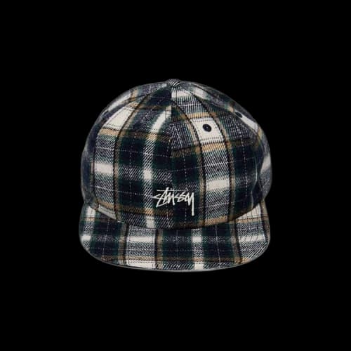 Stussy Flannel Plaid Stock Strapback Cap 'Green'
