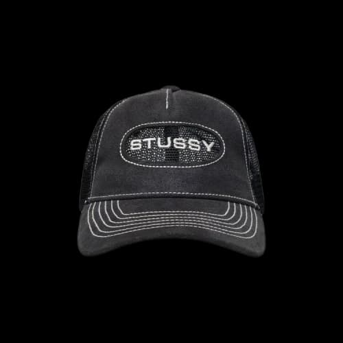 Stussy Low Pro Trucker Cut-Out Leather Snapback 'Black'