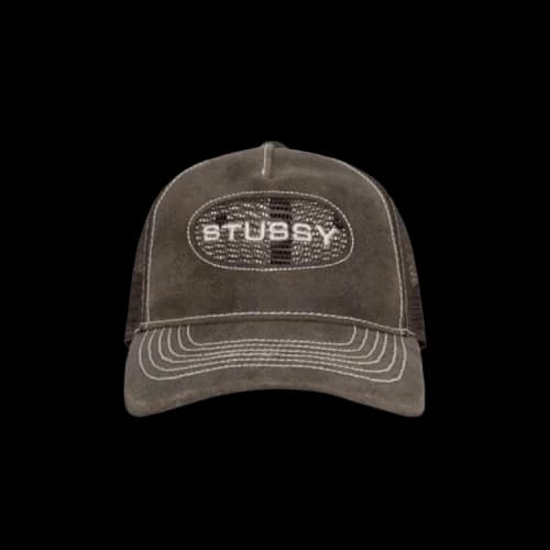 Stussy Low Pro Trucker Cut-Out Leather Snapback 'Brown'