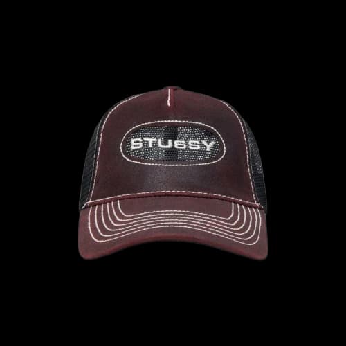 Stussy Low Pro Trucker Cut-Out Leather Snapback 'Wine'