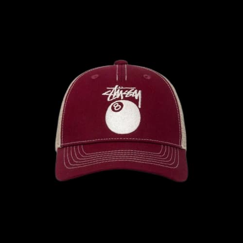 Stussy Low Pro Trucker 8 Ball Snapback 'Wine'