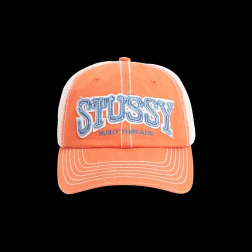 Stussy Mid-Depth Burly Threads Trucker Cap Orange