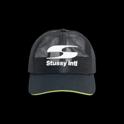 Stussy Mid-Depth Moto S Mesh Trucker Cap Black