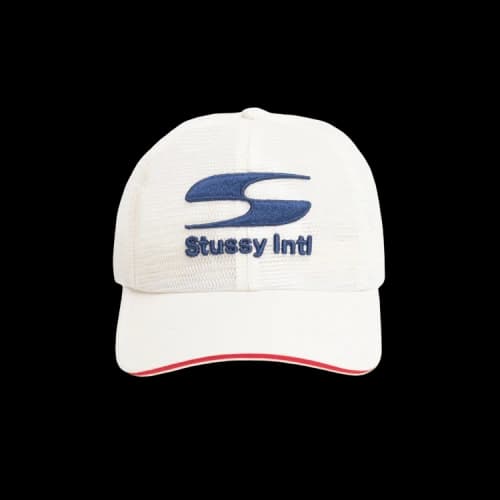 Stussy Mid-Depth Moto S Mesh Trucker Cap Bone