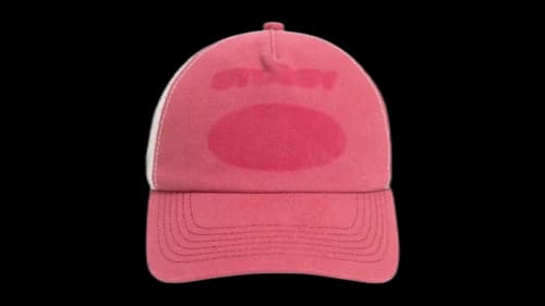 Stussy Ghost Logo Trucker Hat Red