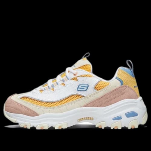 Skechers D'Lites 1.0 low running Shoes GS White/Yellow (Women's)