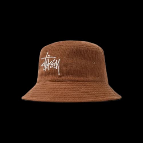 Stussy Gauze Cotton Big Logo Bucket Hat 'Brown'