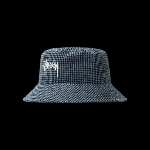 Stussy Wool Check Big Stock Bucket 'Blue'