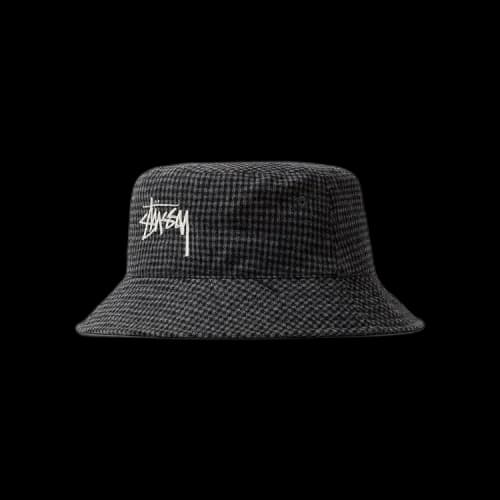 Stussy Wool Check Big Stock Bucket 'Charcoal'