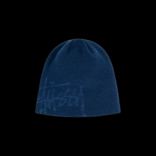 Stussy Debossed Stock Logo Skullcap Beanie Navy