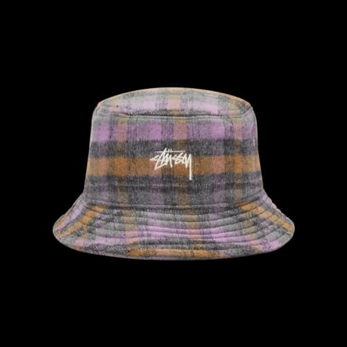 Stussy Brushed Plaid Bucket Hat 'Purple'