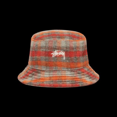 Stussy Brushed Plaid Bucket Hat 'Red'