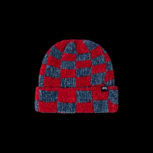 Stussy Crochet Checkered Beanie 'Red'