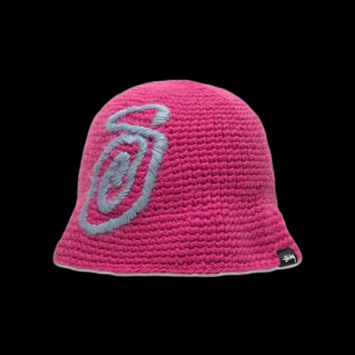 Stussy Swirly S Knit Bucket Hat Berry