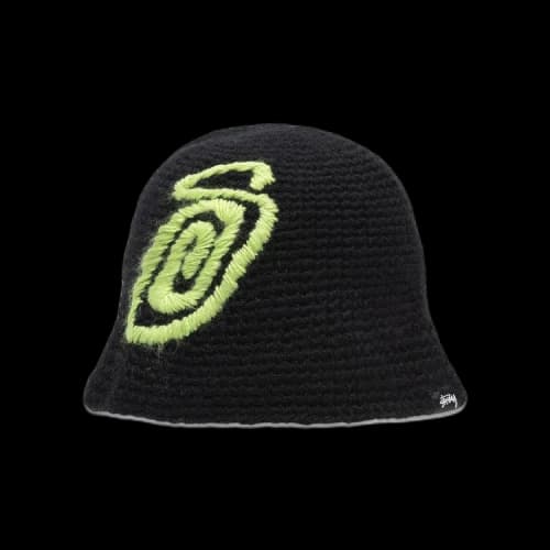 Stussy Swirly S Knit Bucket Hat Black