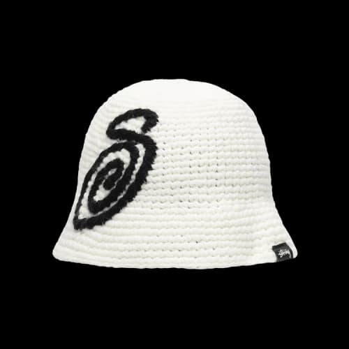 Stussy Swirly S Knit Bucket Hat Bone