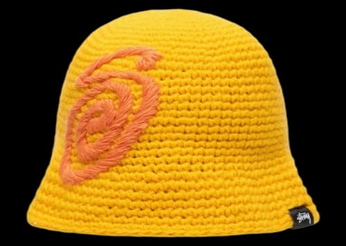 Stussy Swirly S Knit Bucket Hat Yellow