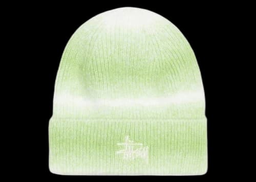Stussy Cuff Stripe Knit Beanie Lime