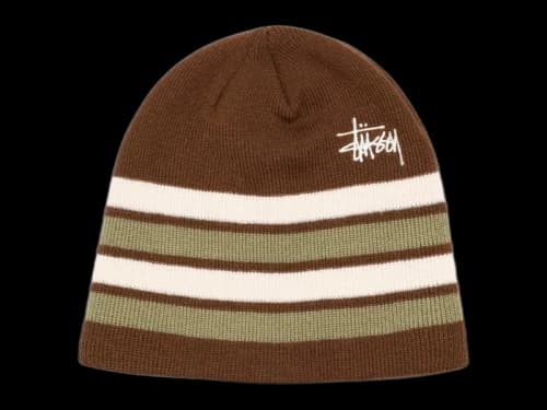 Stussy Basic Striped Skullcap Beanie Brown