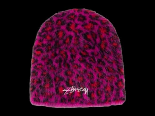 Stussy Leopard Skullcap Beanie Pink