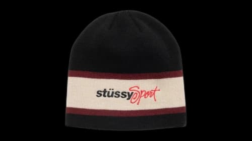 Stussy Sport Stripe Skullcap Beanie Black