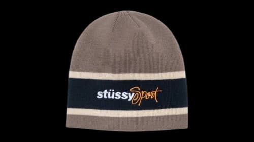 Stussy Sport Stripe Skullcap Beanie Sand