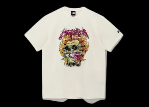 New Era x Metallica Burning Flower Skull T-Shirt Ivory