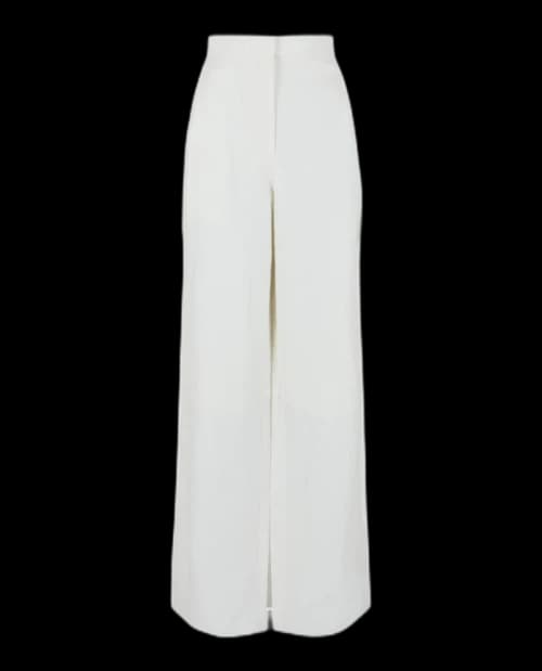 Ferragamo Wide-Leg Linen Pants White