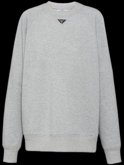 Prada Logo Plaque Jumper Grey