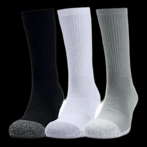 Under Armour Adult HeatGear Crew Socks 3-Pack 'Black White Grey'