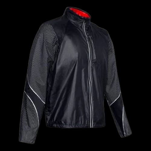 Under Armour Run Impasse Reflect Stripe Pattern Stand Collar Long Sleeves Jacket Black