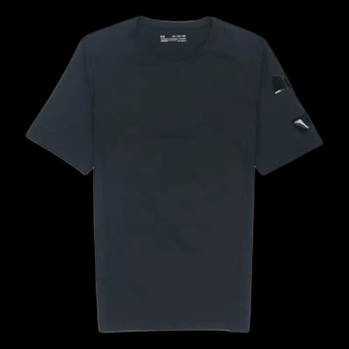 Under Armour Casual Breathable Round Neck Tight Sports Short Sleeve Black