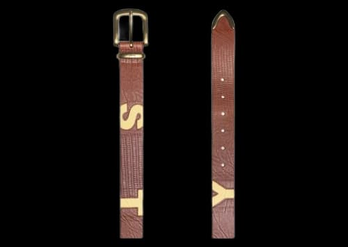 Stussy Lizard Texture Underlay Belt Cognac