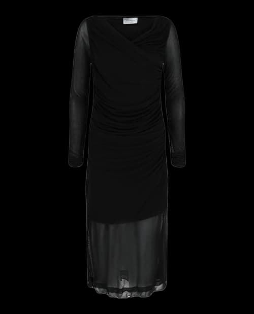 Ferragamo Ruched Long Sleeve Mini Dress Black