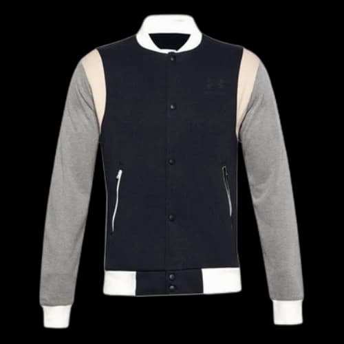 Under Armour Rival Fleece Amp Varsity Bomber Jacket 'Black Grey'