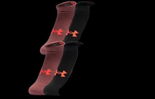 Under Armour Essentials No Show Socks - 6-Pack 'Black White Copper Red'
